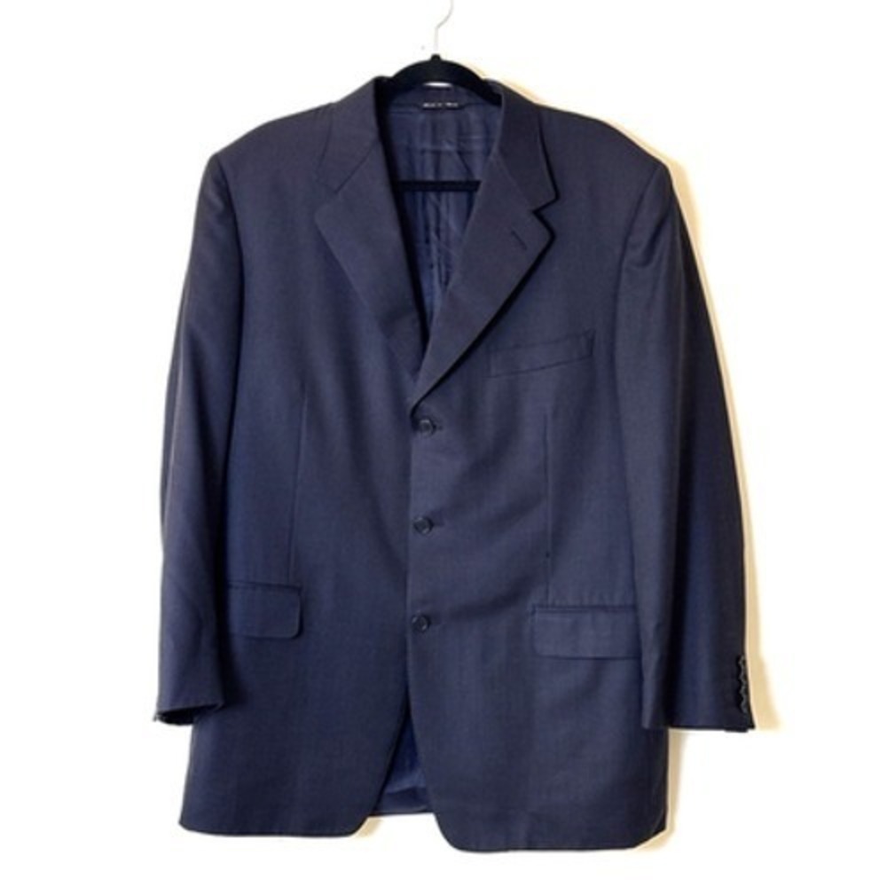 Canali Sport Coat Mens 44 Fine Blue Dot Blazer Wool Silk Blend ITALY